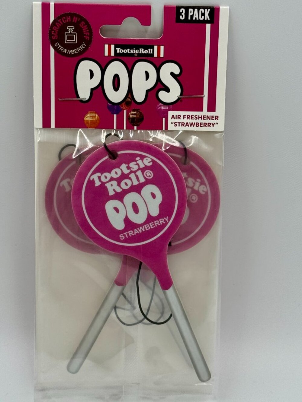 3 Tootsie Roll Pops Strawberry Scented Car Air Fresheners